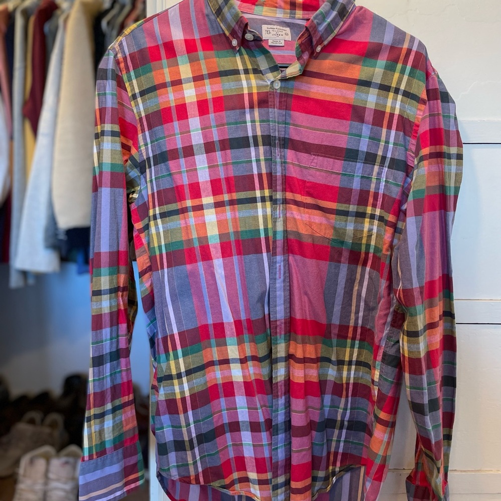 J. Crew men’s medium checkered button down shirt